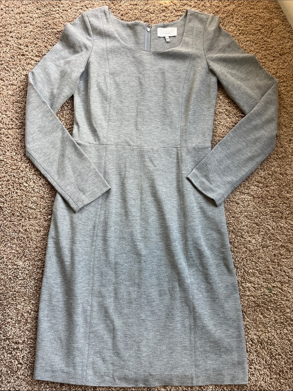 Adam Lippes Grey Long-Sleeve Sheath Dress Size 4